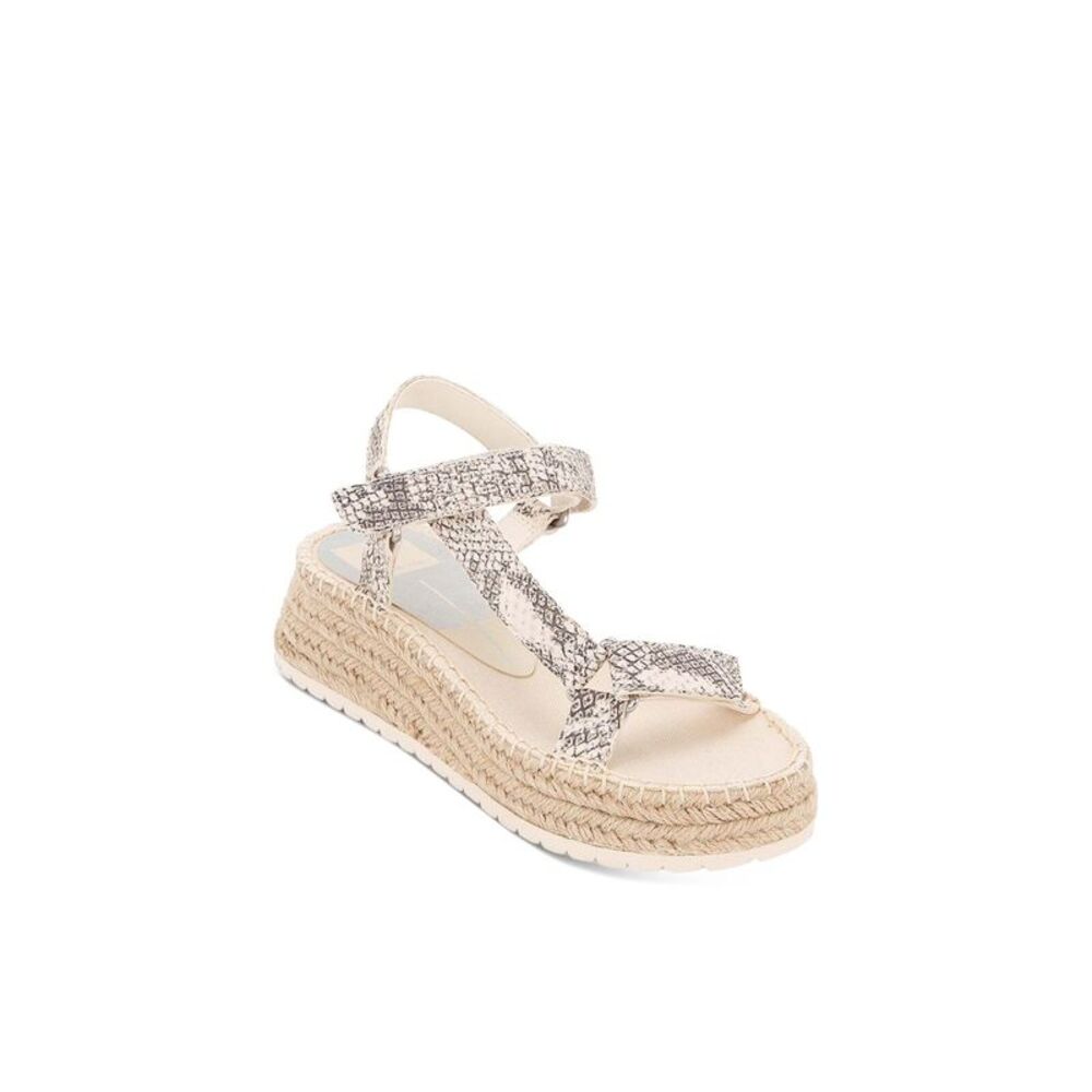 DOLCE VITA Womens Beige Snakeskin 1" Platform Stitch Mano Wedge Shoes 9